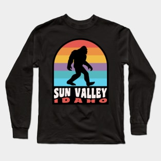 Sun Valley Idaho Bigfoot Sasquatch Retro Sunset Long Sleeve T-Shirt